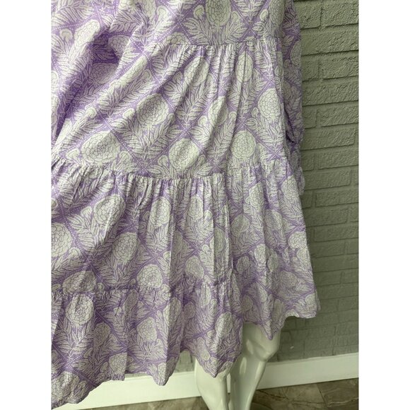 Just Darviny Lilac Hydrangea Floral Print Long Sleeve A-Line Dress Size S - Picture 4 of 8